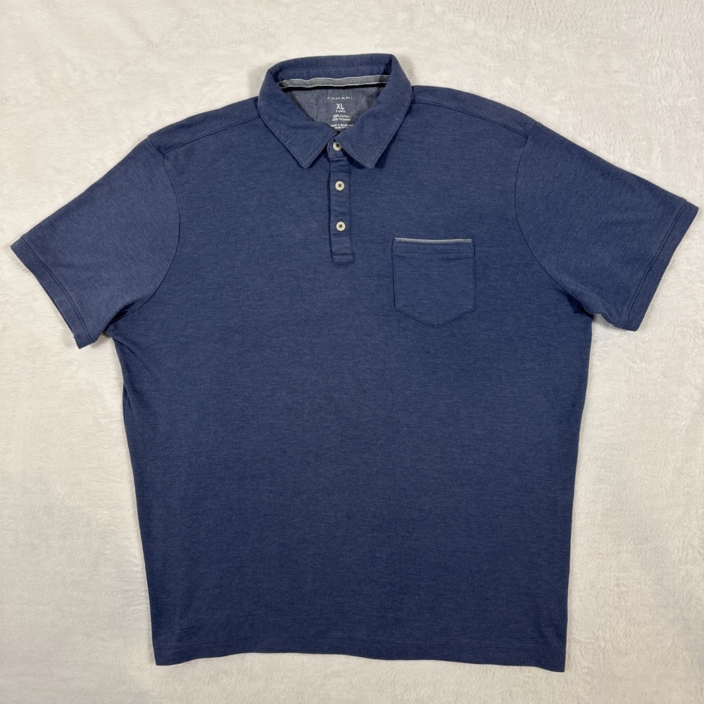 Tahari Men's XL‎ Pocket Polo Cotton Blend Blue